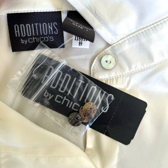 Additions by Chico’s women’s satin cream button front dress shirt - Picture 4 of 5